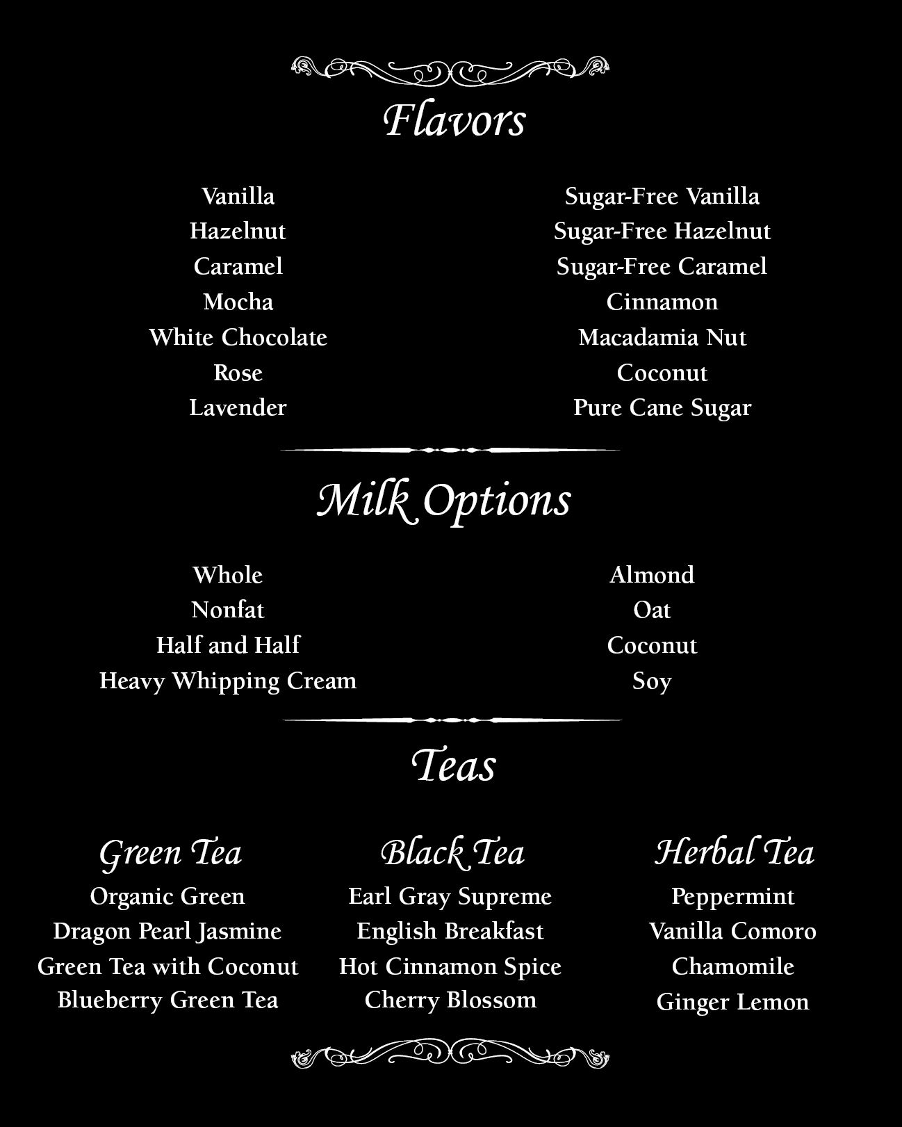 extras menu extras menu