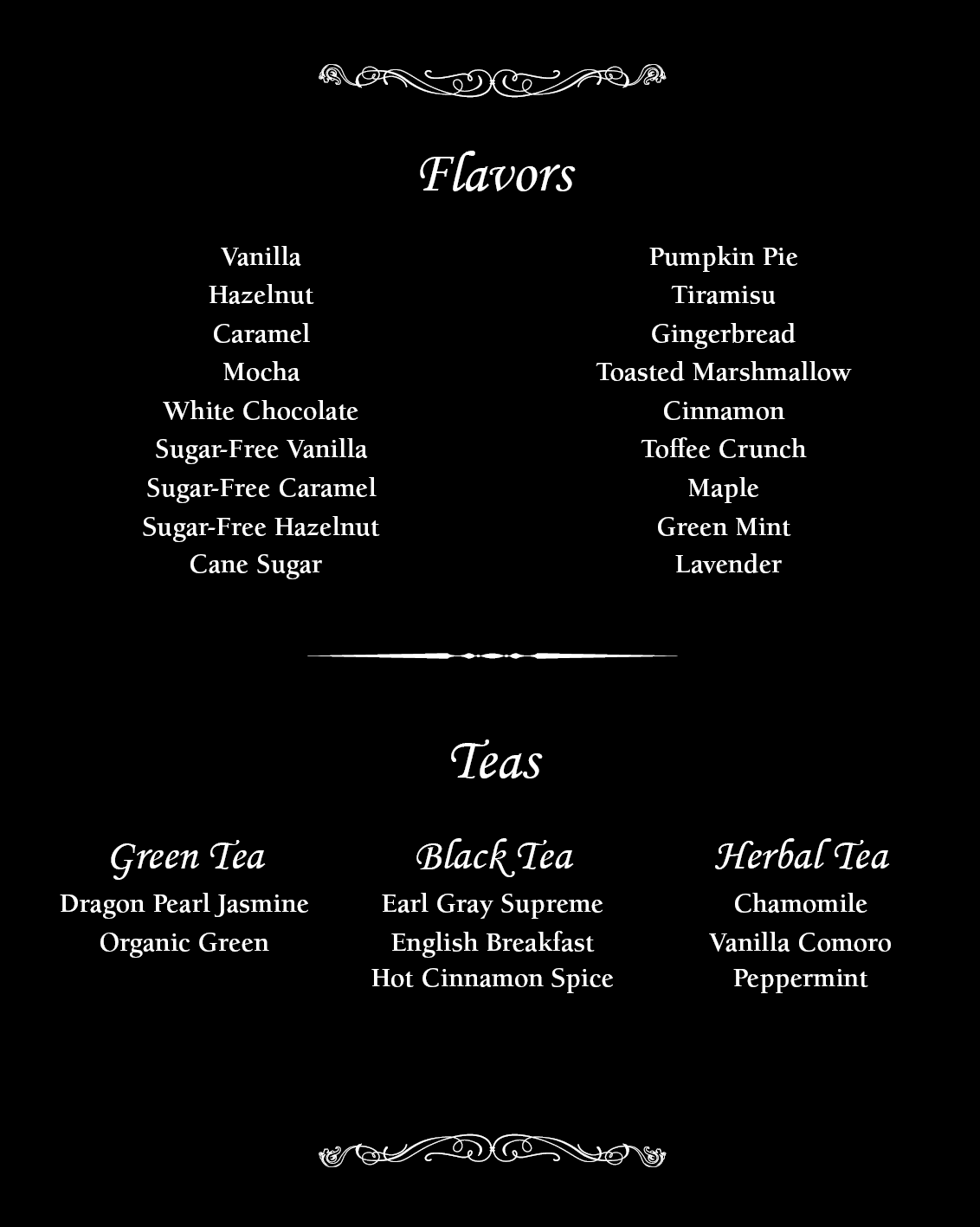 extras menu
