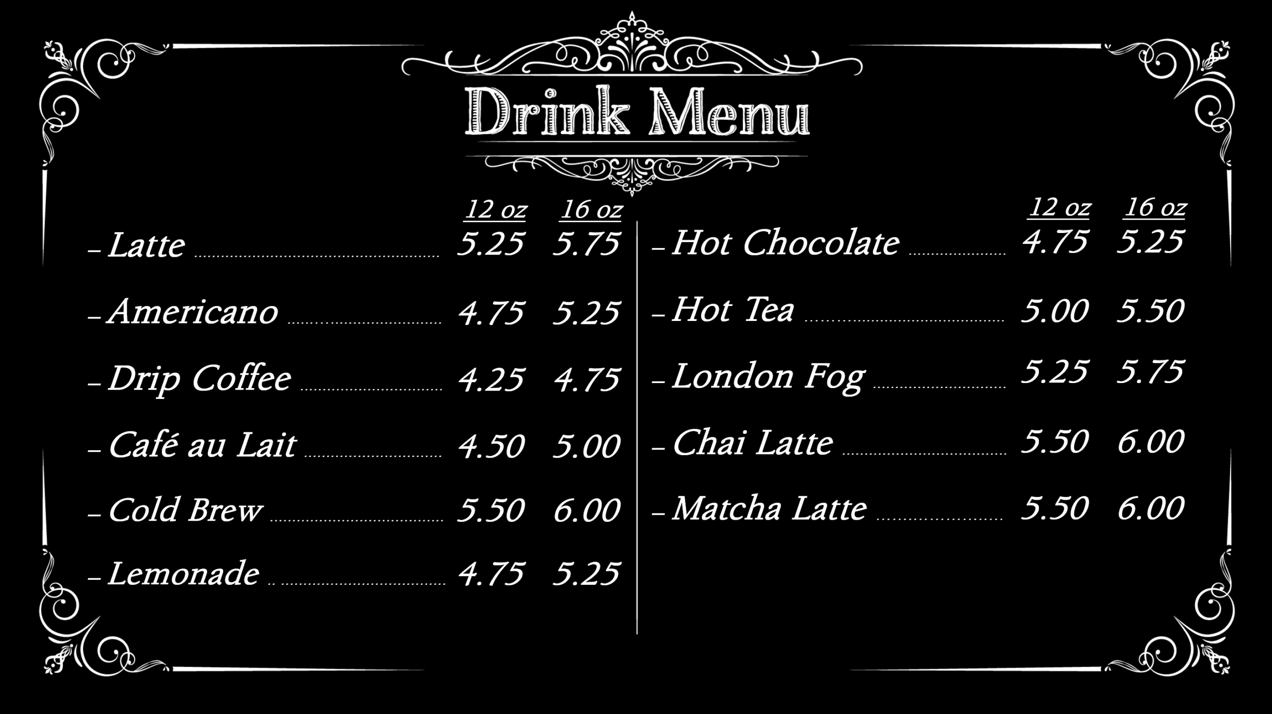drink menu 1